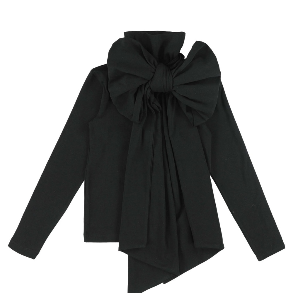Caroline Bosmans Girl’s Black Jersey Bow Top